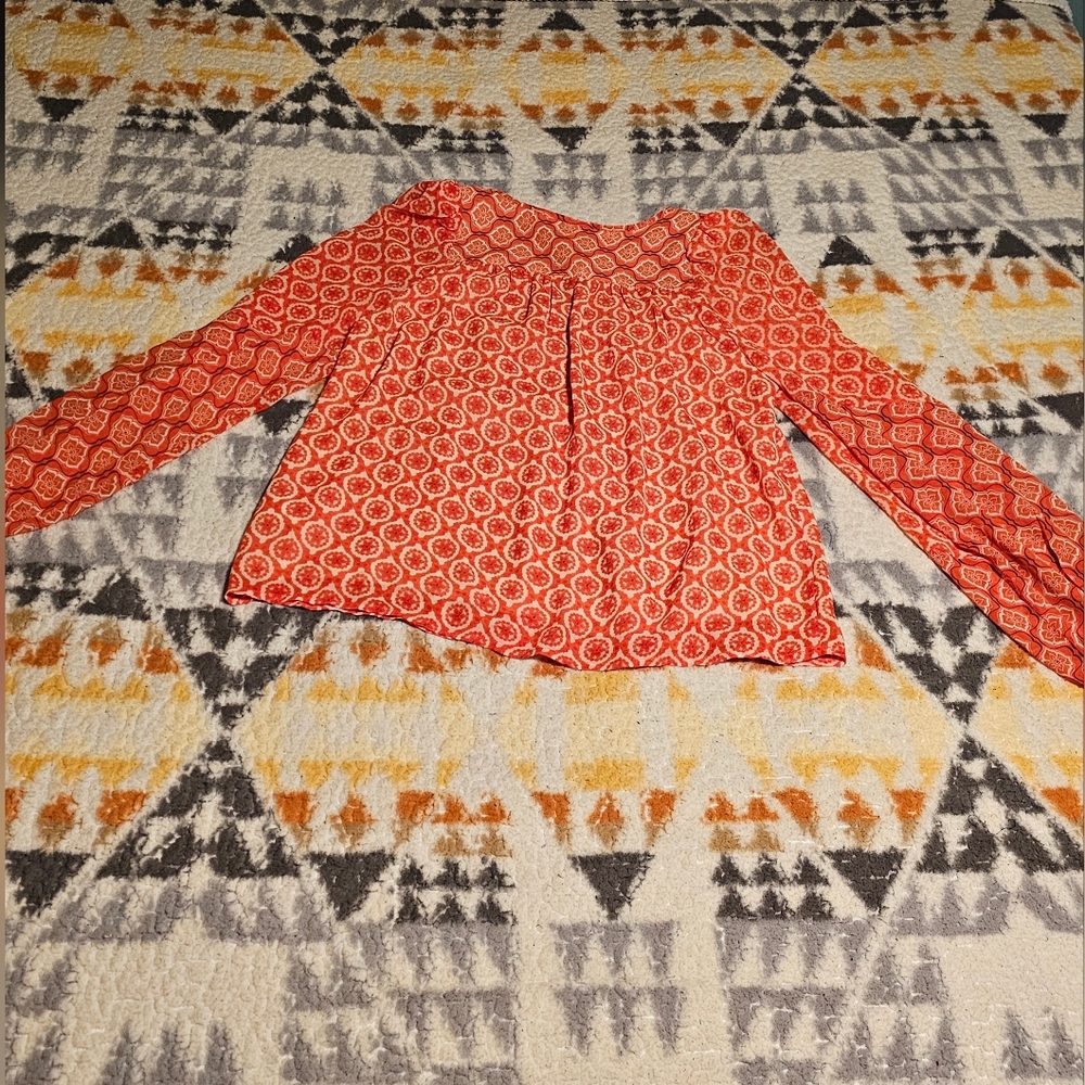 Maison d'Amelie Paris Blouse 👚 Linen Blend Floral Top Sz small. C23 - Picture 5 of 5